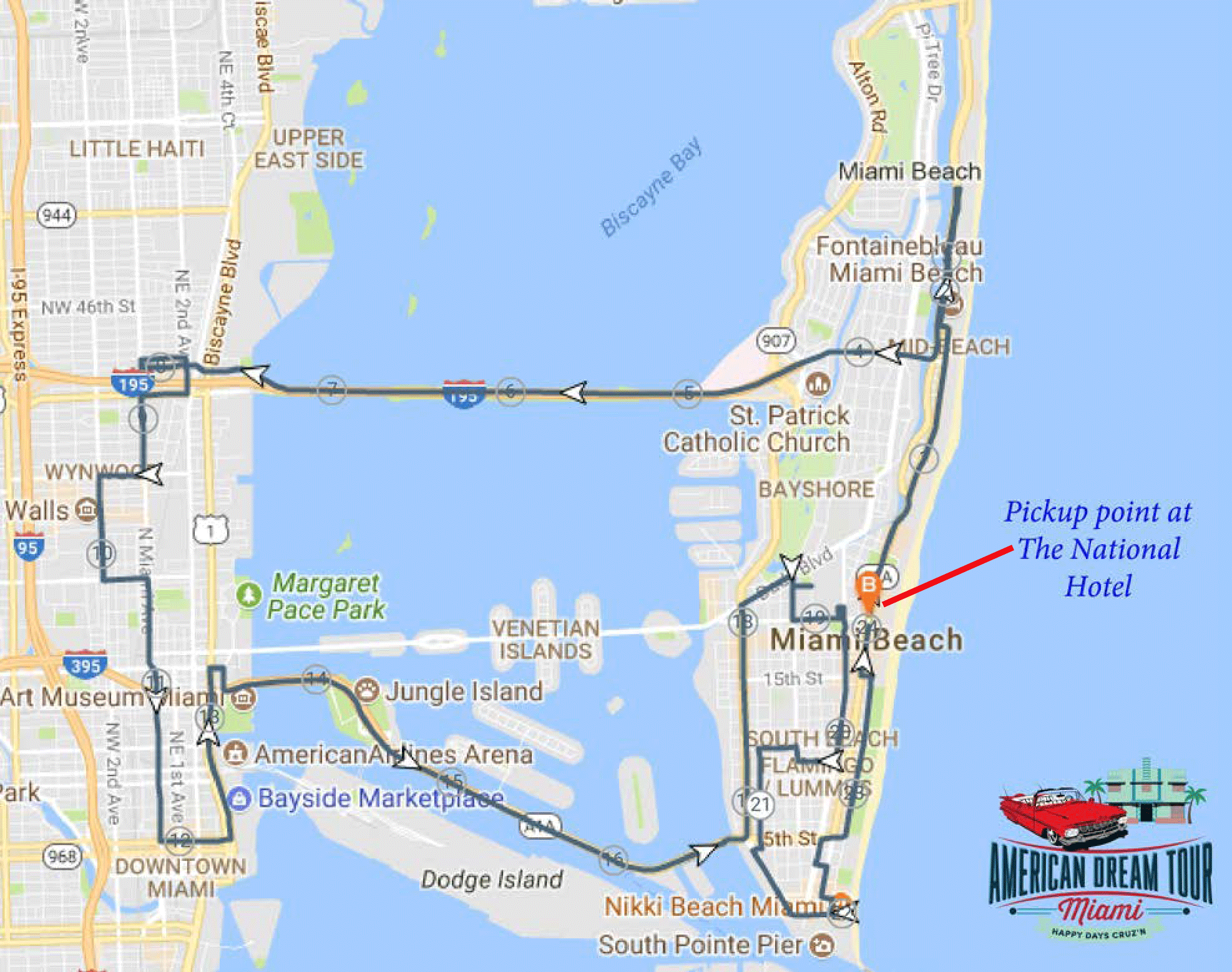 Scenic tour City of Miami and Miami Beach in Classic Antique Car